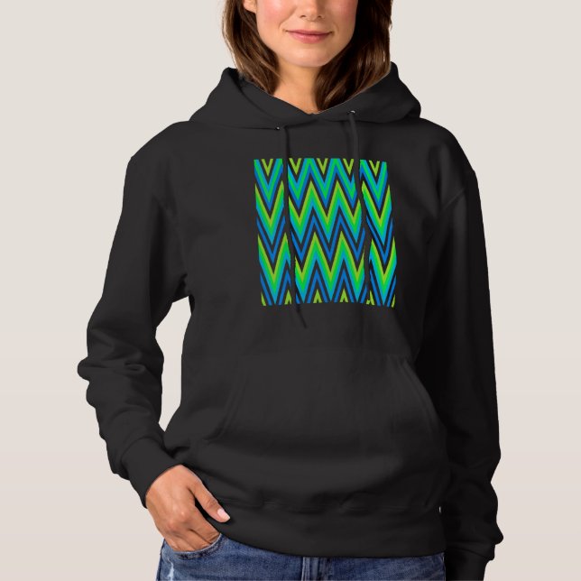 Chevron In Blue Green Yellow Zigzags Hoodie (Front)