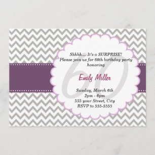 Chevron Invitation Adult Birthday Party Purple