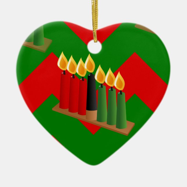 chevron kwanzaa ceramic tree decoration (Front)