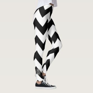 Chevron L Pattern Cute Monogrammed Black Leggings