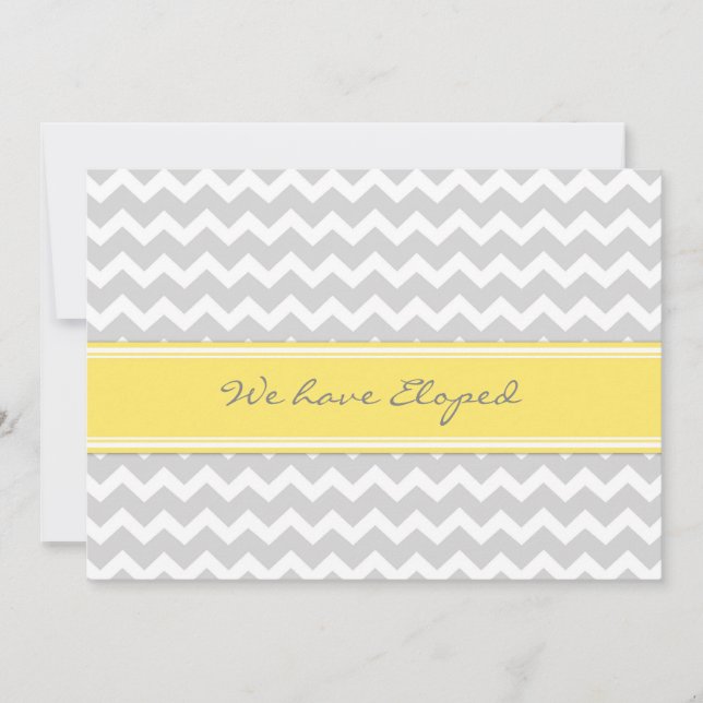 Chevron Lemon Grey Elopement Announcement Cards (Front)