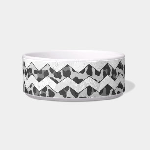Chevron Leopard Grey and Light Grey Print Bowl