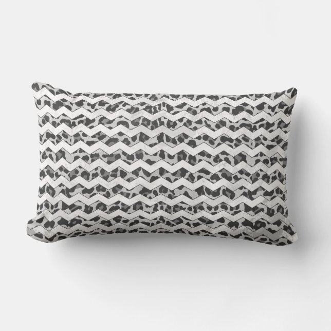 Chevron Leopard Grey and Light Grey Print Lumbar Cushion (Front)