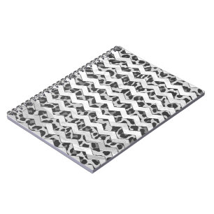 Chevron Leopard Grey and Light Grey Print Notebook
