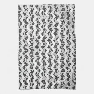 Chevron Leopard Grey and Light Grey Print Tea Towel