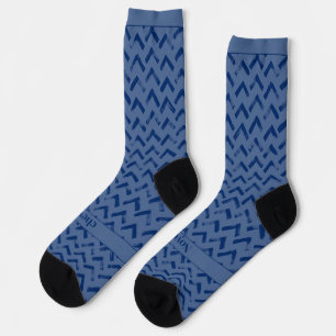 Chevron Light Blue and Dark Blue Name Socks