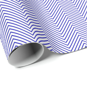 Chevron Line Royal Blue on White Wrapping Paper