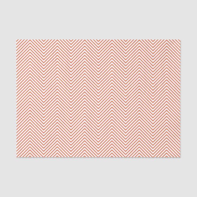Chevron Line Tissue Paper - Bright Orange on White (Front)