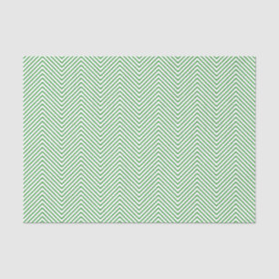 Chevron Line Tissue Paper - Green on White