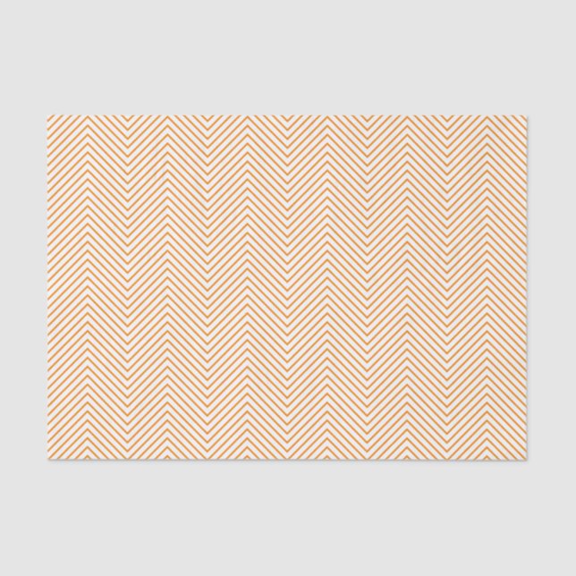 Chevron Line Tissue Paper - Orange on White (Front)