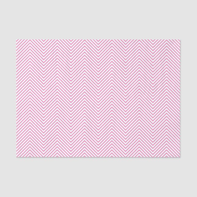 Chevron Line Tissue Paper - Pink on White (Front)