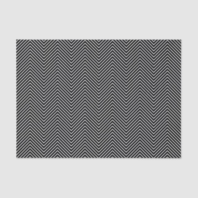 Chevron Line Tissue Paper - White on Black (Front)