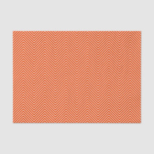 Chevron Line Tissue Paper - White on Bright Orange