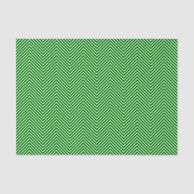 Chevron Line Tissue Paper - White on Green (Front)