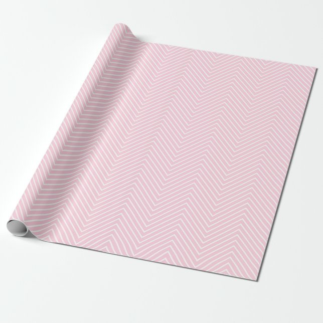 Chevron Line White on Light Pink |XL| Wrapping Paper (Unrolled)