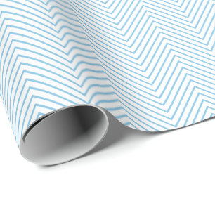 Chevron Line Wrapping Paper - Light Blue on White