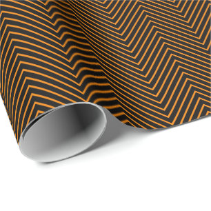 Chevron Line Wrapping Paper - Orange on Black