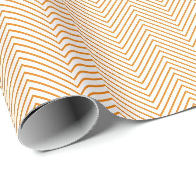Chevron Line Wrapping Paper - Orange on White (Roll Corner)