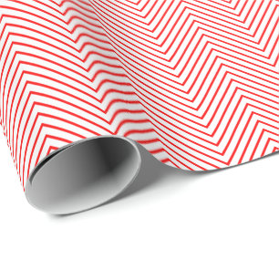 Chevron Line Wrapping Paper - Red on White