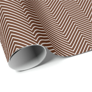 Chevron Line Wrapping Paper - White on Brown