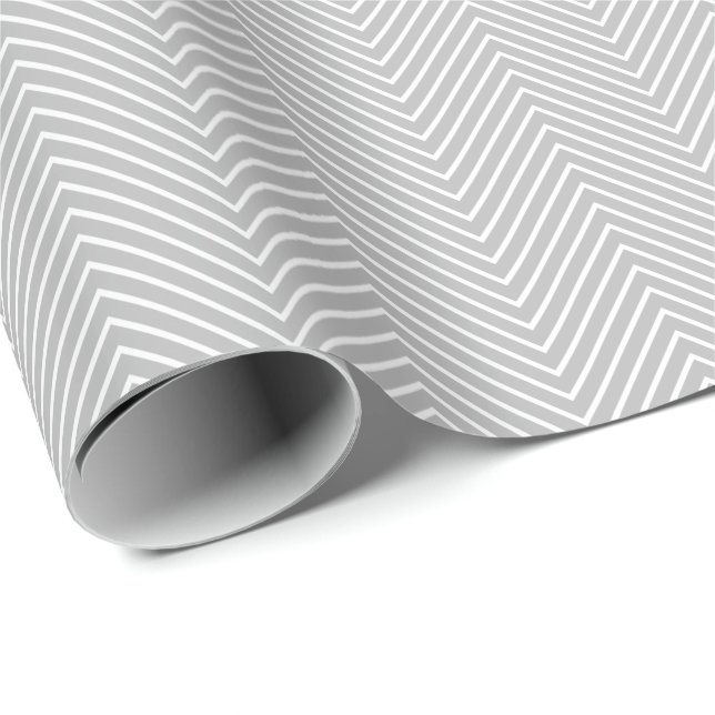 Chevron Line Wrapping Paper - White on Grey (Roll Corner)