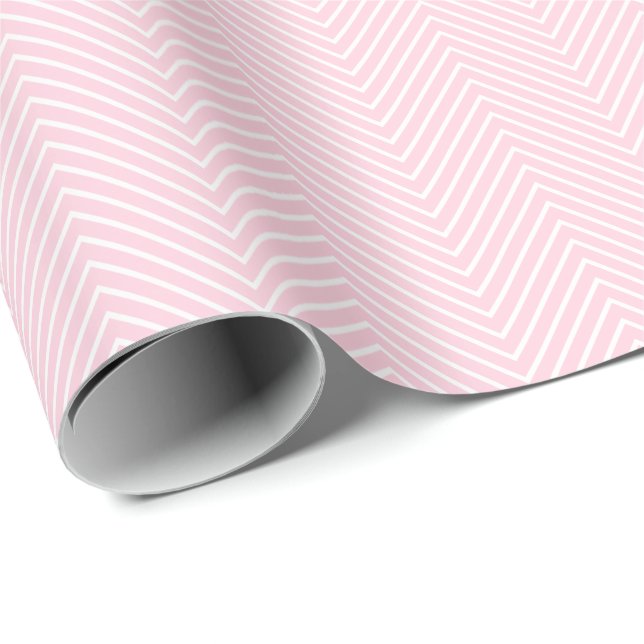 Chevron Line Wrapping Paper - White on Light Pink (Roll Corner)