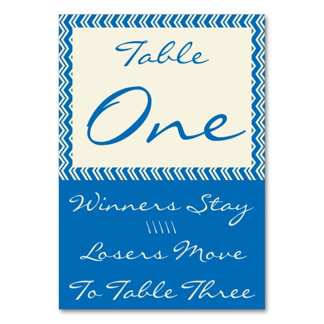 Chevron Linen Bunco Table Card #1 (Back)