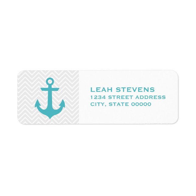 Chevron & Mint Nautical Return Address Labels (Front)