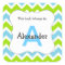 Chevron Monogram Bookplate Sticker blue green