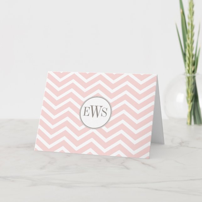 Chevron Monogram Personalised Note Card (Front)