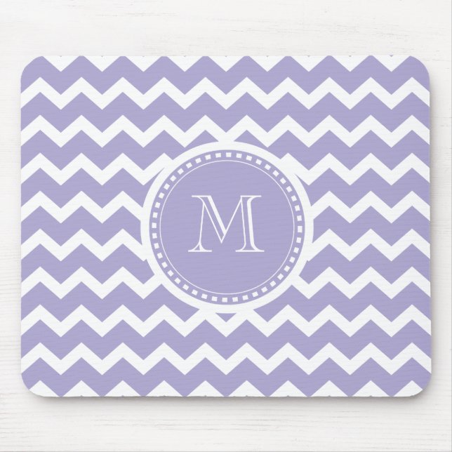 Chevron Monogram Retro Purple and White Mouse Pad (Front)