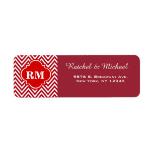 Chevron Monogram Return Wedding Address Label