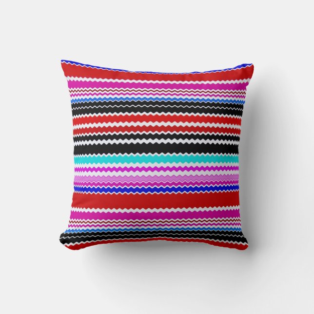 Chevron Multi Coloured Zigzag Stripes Art Design Cushion (Front)