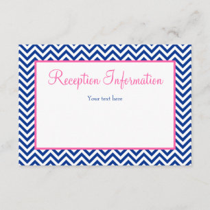 Chevron Navy Blue Pink Bat Mitzvah Reception Enclosure Card