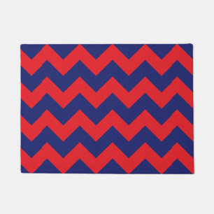 Chevron Navy Blue & Red Any Type/Size Custom Doormat