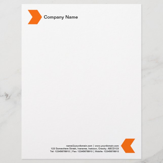 Chevron - Orange Custom Letterhead (Front)