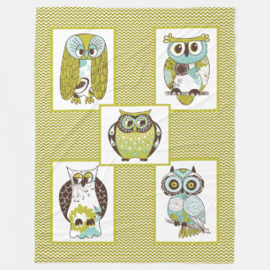 Chevron Owls Fleece Blanket