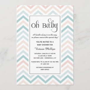 Chevron Pastel Baby Shower Invitation