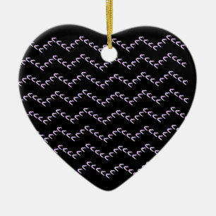 Chevron Pastel Purple Hearts Nero Ceramic Ornament