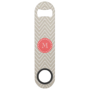 Chevron Pattern 2A Monogram Beige Coral