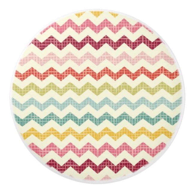 Chevron Pattern 4 Ceramic Knob (Front)