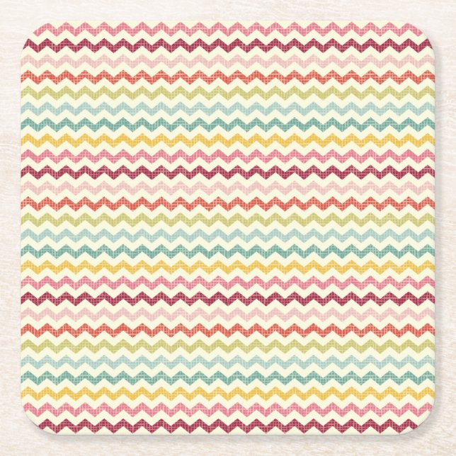 Chevron Pattern 4 Square Paper Coaster (Front)