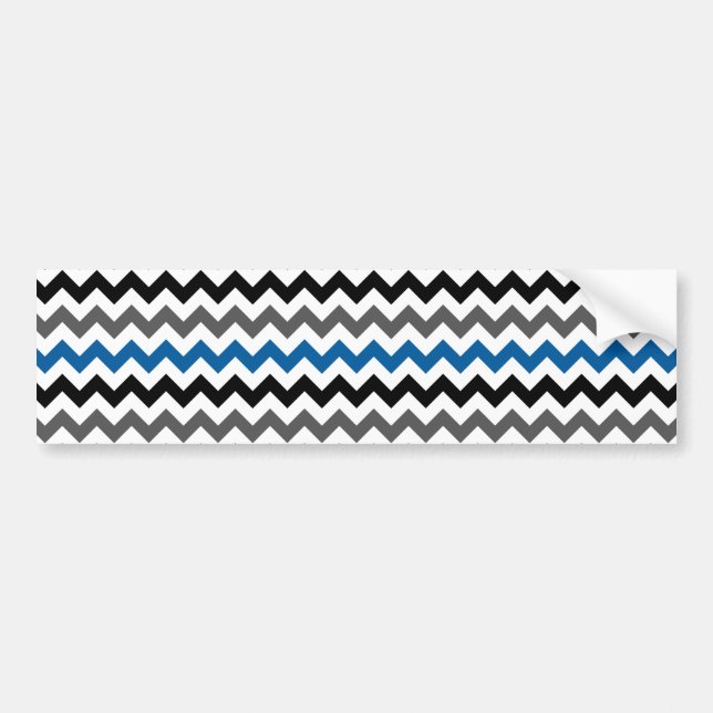 Chevron Pattern Background Blue Grey Black White Bumper Sticker (Front)