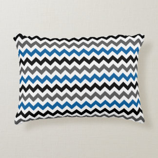 Chevron Pattern Background Blue Grey Black White Decorative Cushion