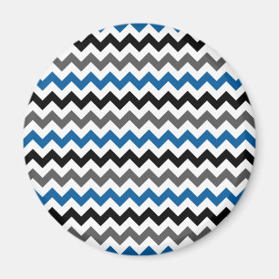 Chevron Pattern Background Blue Grey Black White Magnet