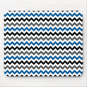 Chevron Pattern Background Blue Grey Black White Mouse Pad