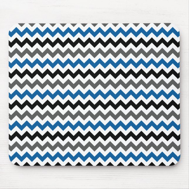 Chevron Pattern Background Blue Grey Black White Mouse Pad (Front)