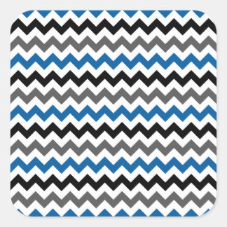 Chevron Pattern Background Blue Grey Black White Square Sticker