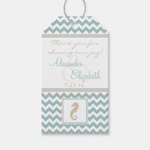Chevron Pattern Beach Wedding Guest Favour Gift Tags