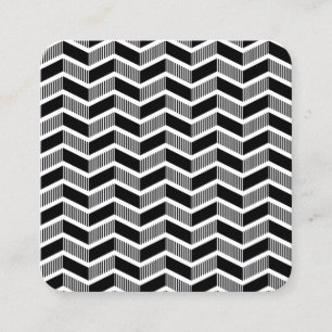 Chevron Pattern - Black and White Square Business Card